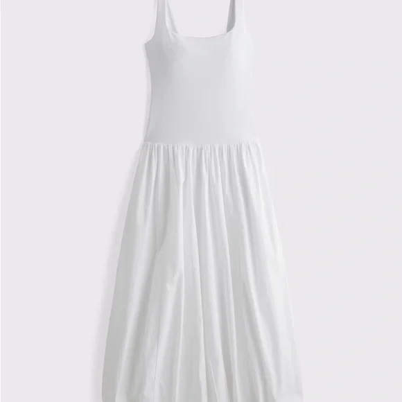 Abercrombie & Fitch Mixed Fabric Bubble Hem Midi Dress Size S - Sold out online! - Picture 7 of 9